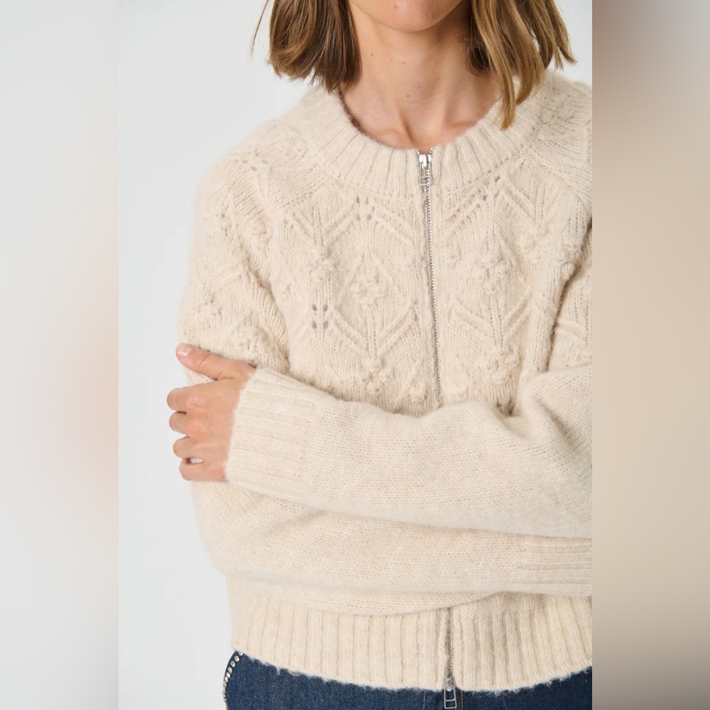 Part Two Vernie Zip Cardigan, French Oak Melange Size XS